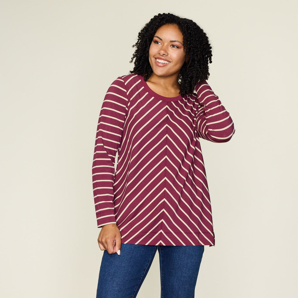 Relaxed Restyled Miter Stripe Long Sleeve Tunic
