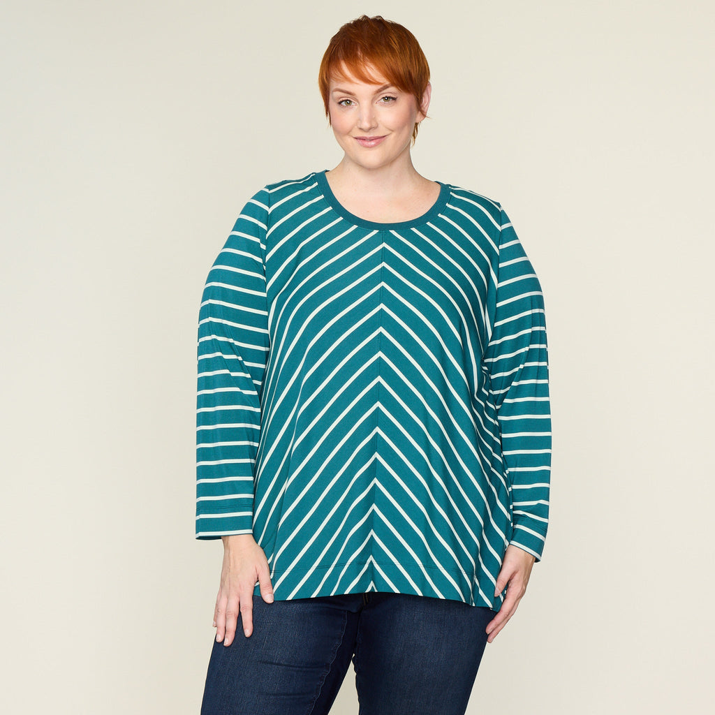 Relaxed Restyled Miter Stripe Long Sleeve Tunic