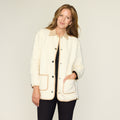 Contrast Trim Quilted Knit Snap Front Jacket