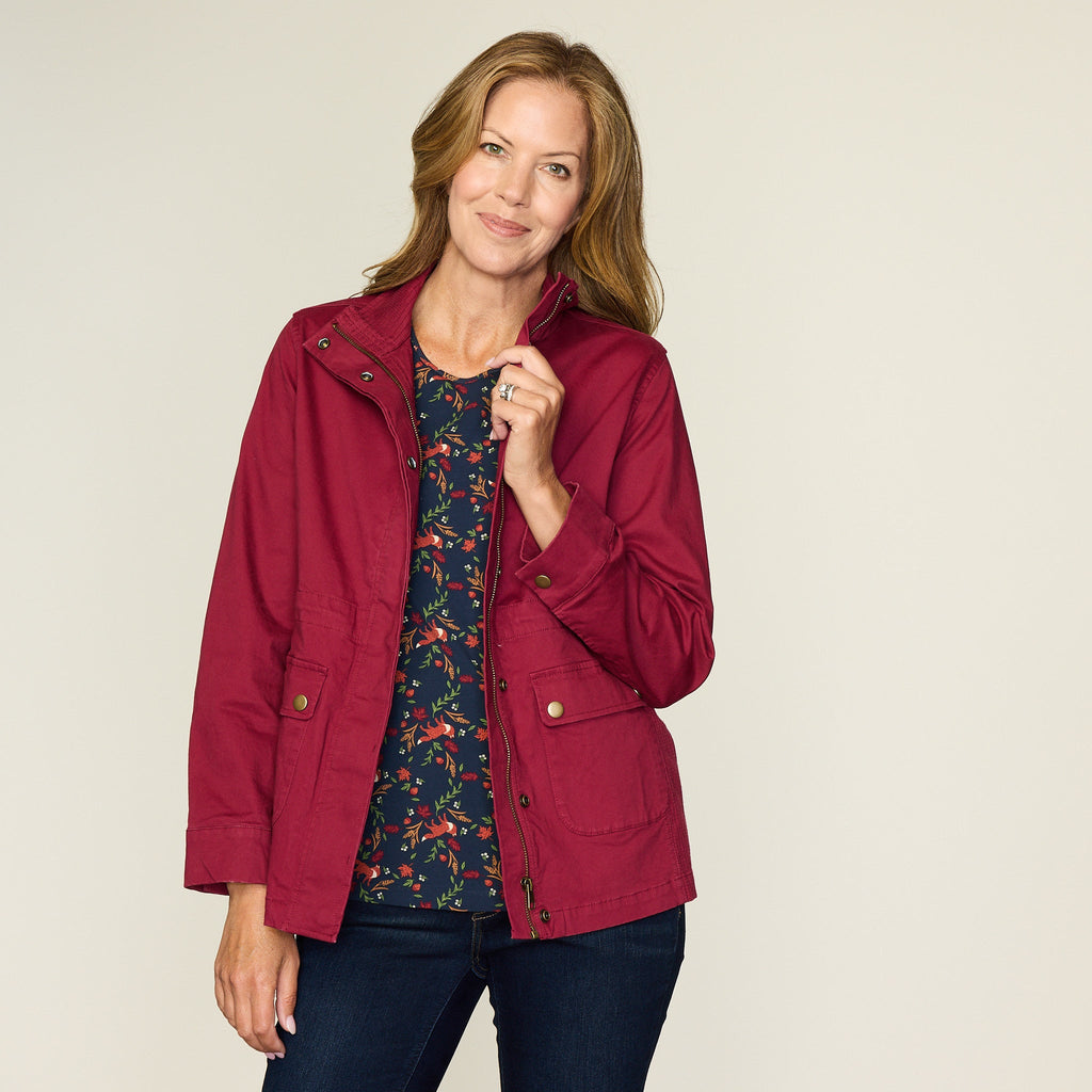 Tibetan Red Stretch Twill Anorak Jacket