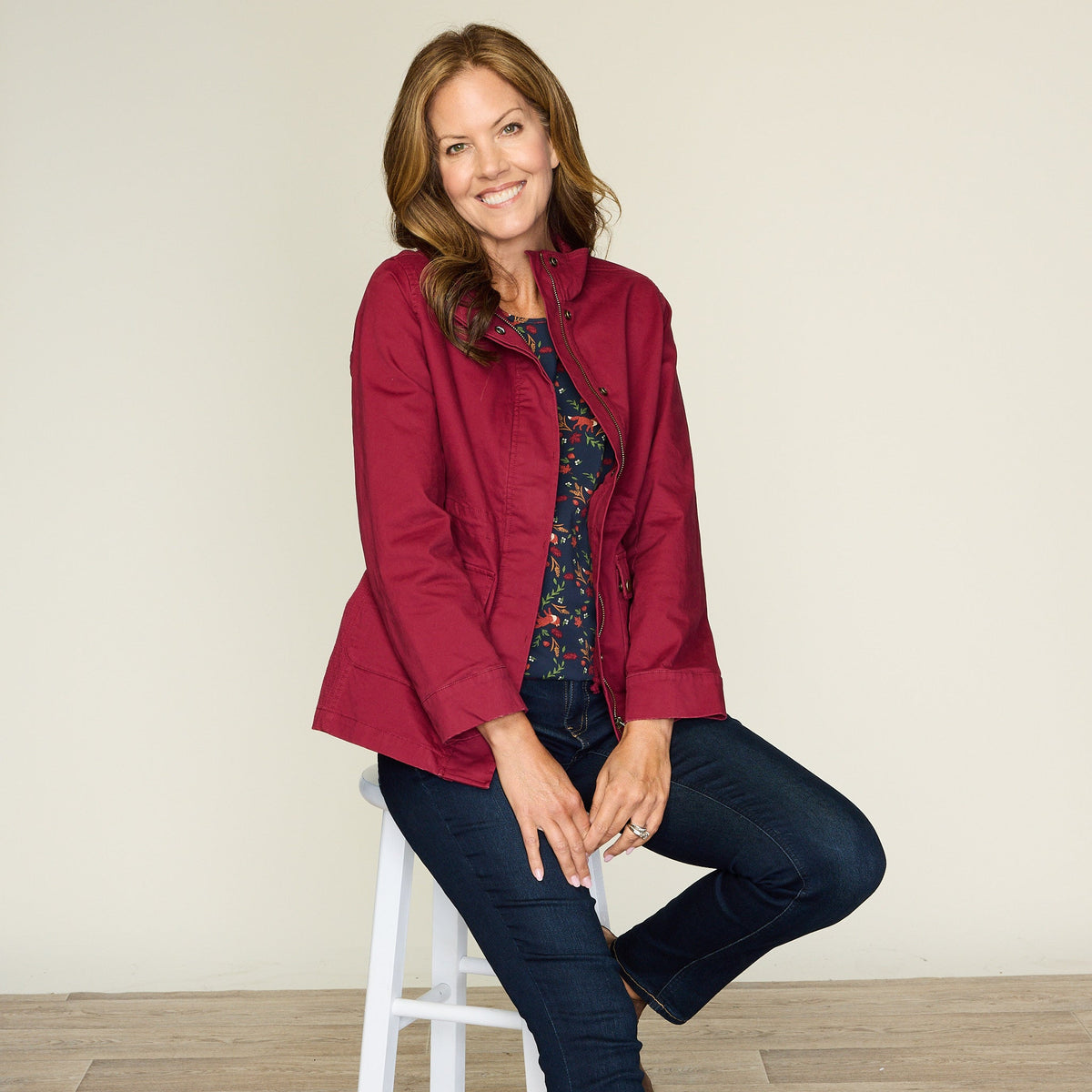 Tibetan Red Stretch Twill Anorak Jacket