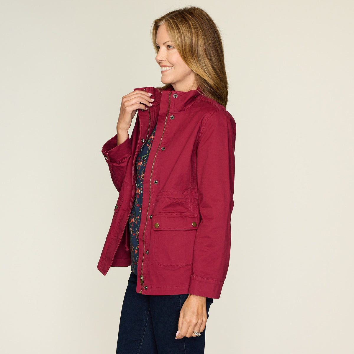 Tibetan Red Stretch Twill Anorak Jacket