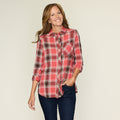 Mineral Red Crinkle Plaid Button Front Shirt