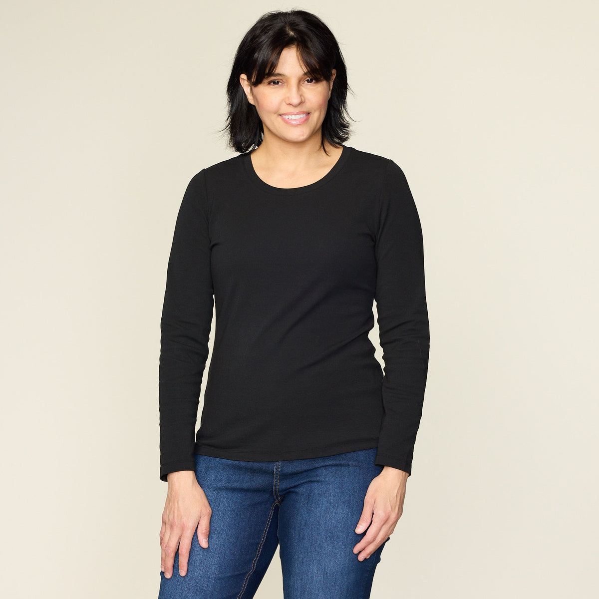 Long Sleeve Jewel Neck Perfect Tee