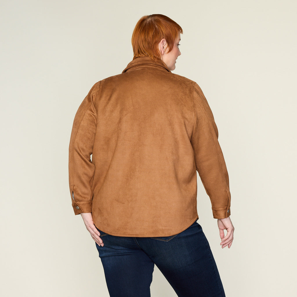 Faux Suede Snap Front Shacket