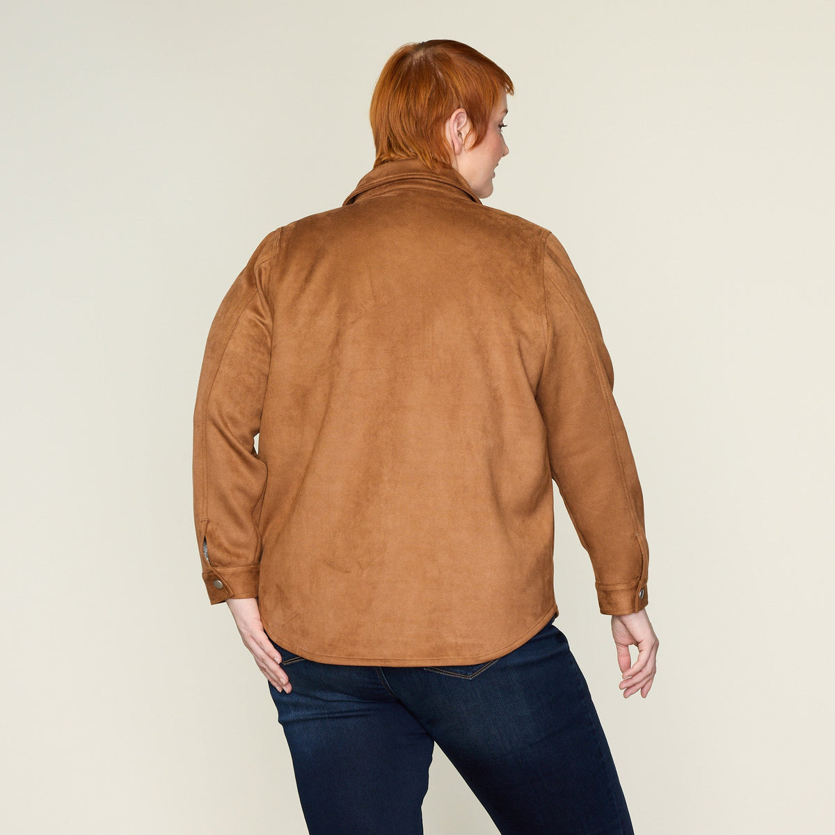 Faux Suede Snap Front Shacket