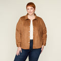 Faux Suede Snap Front Shacket
