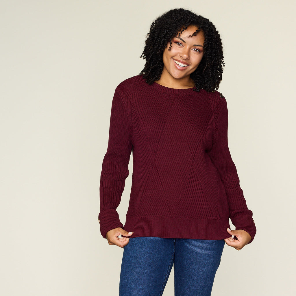 Diamond Stitch Button Detail Sweater