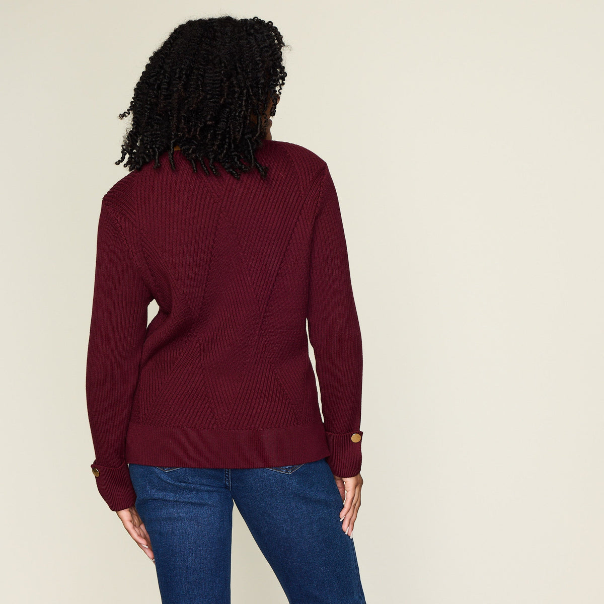 Diamond Stitch Button Detail Sweater