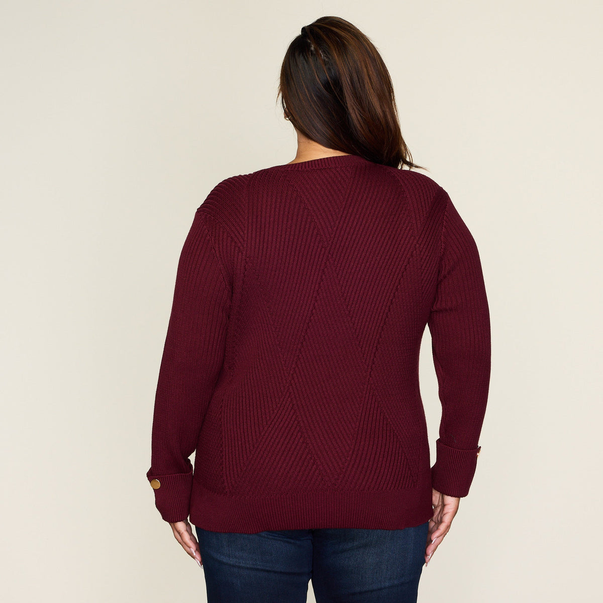 Diamond Stitch Button Detail Sweater