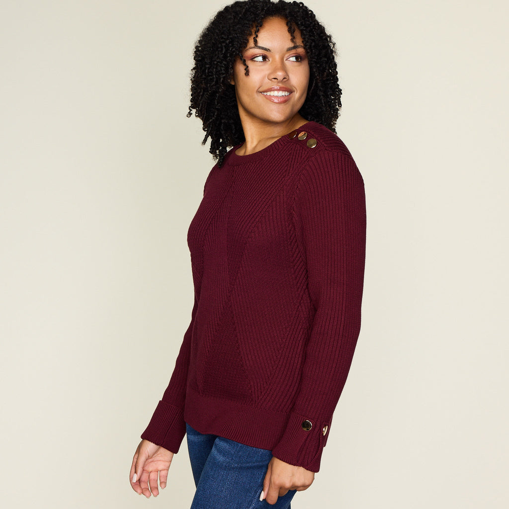 Diamond Stitch Button Detail Sweater