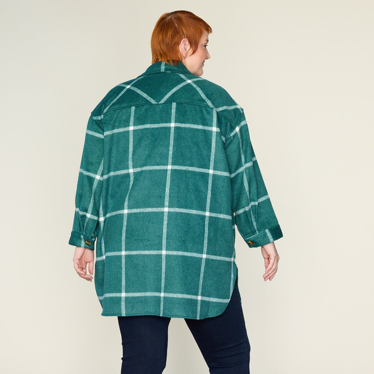 Windowpane Plaid Longline Shacket