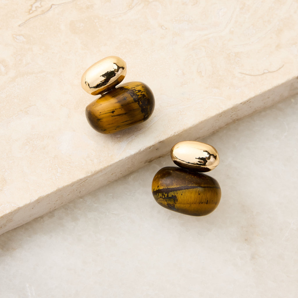 Tiger's Eye Post Back Earrings