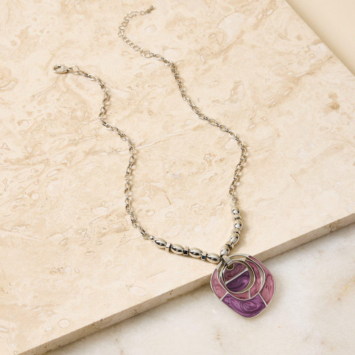 Short Enamel Pendant Necklace