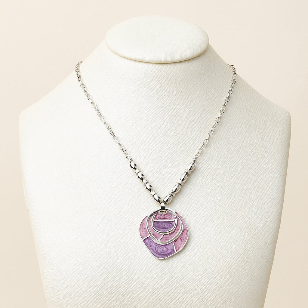 Short Enamel Pendant Necklace