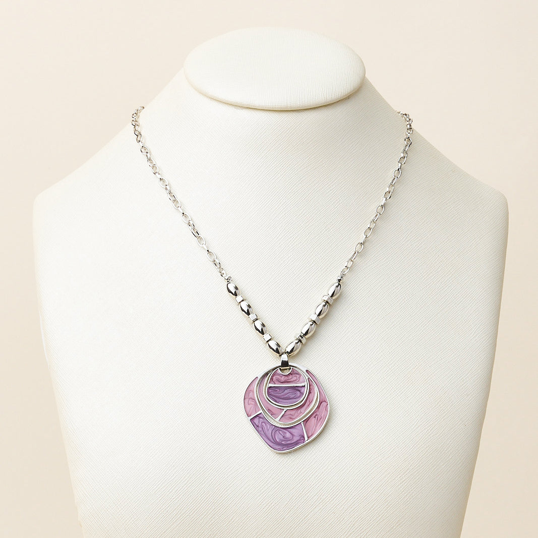 Short Enamel Pendant Necklace
