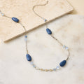Long Blue Variegated Chain Necklace
