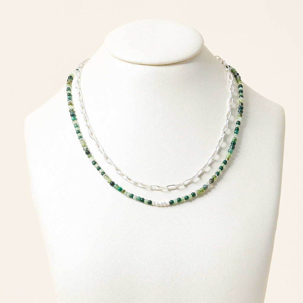 Multi Green Beaded Necklace