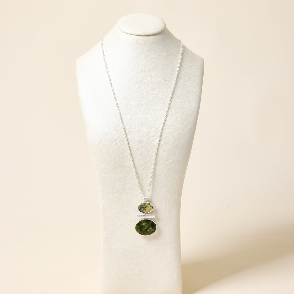 Long Abstract Marble Pendant Necklace