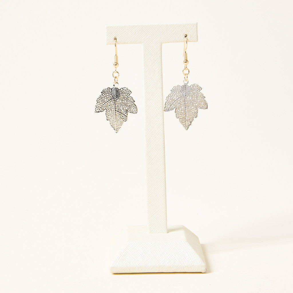 Double Metal Leaf Fishhook Earrings