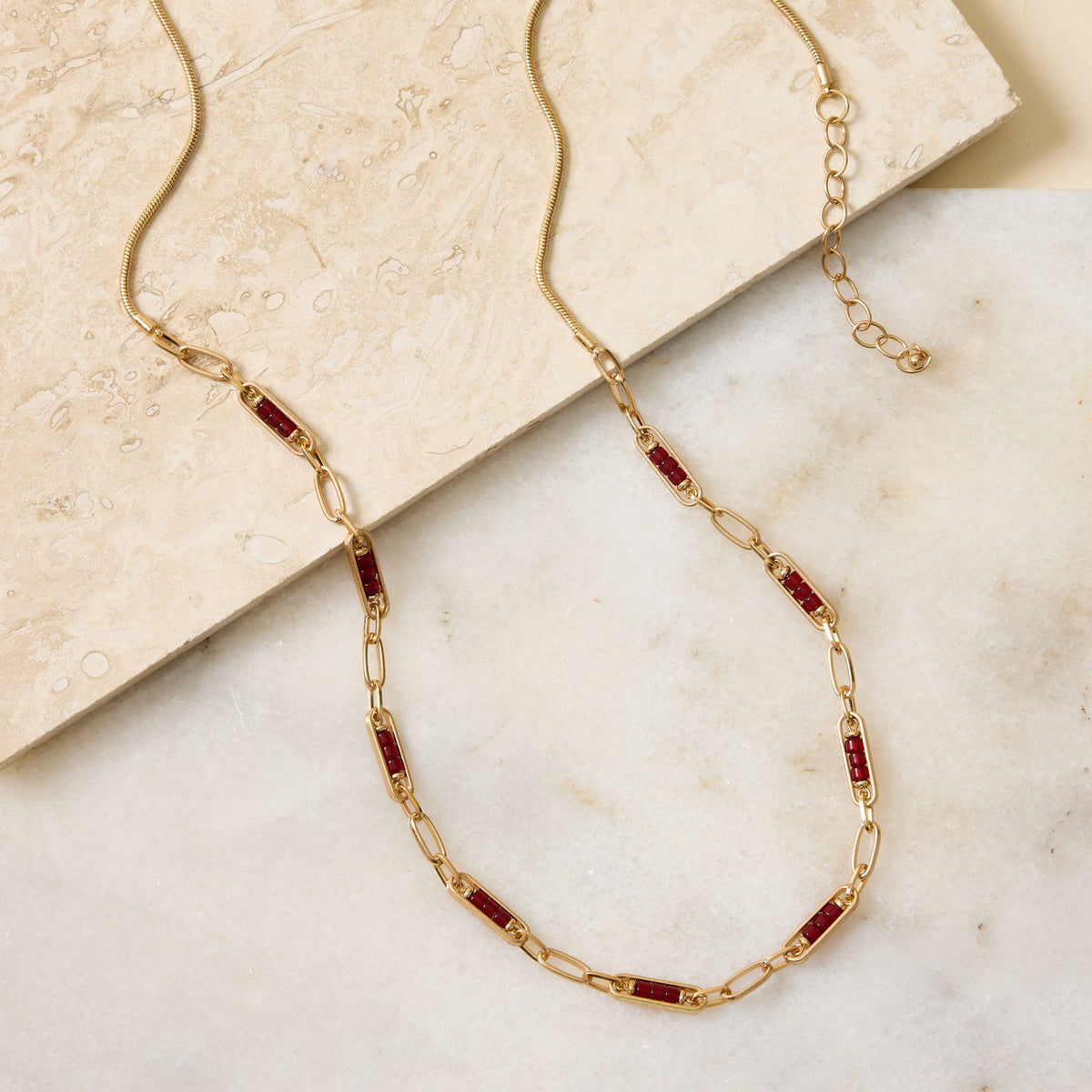 Long Multi Color Beaded Detail Necklace