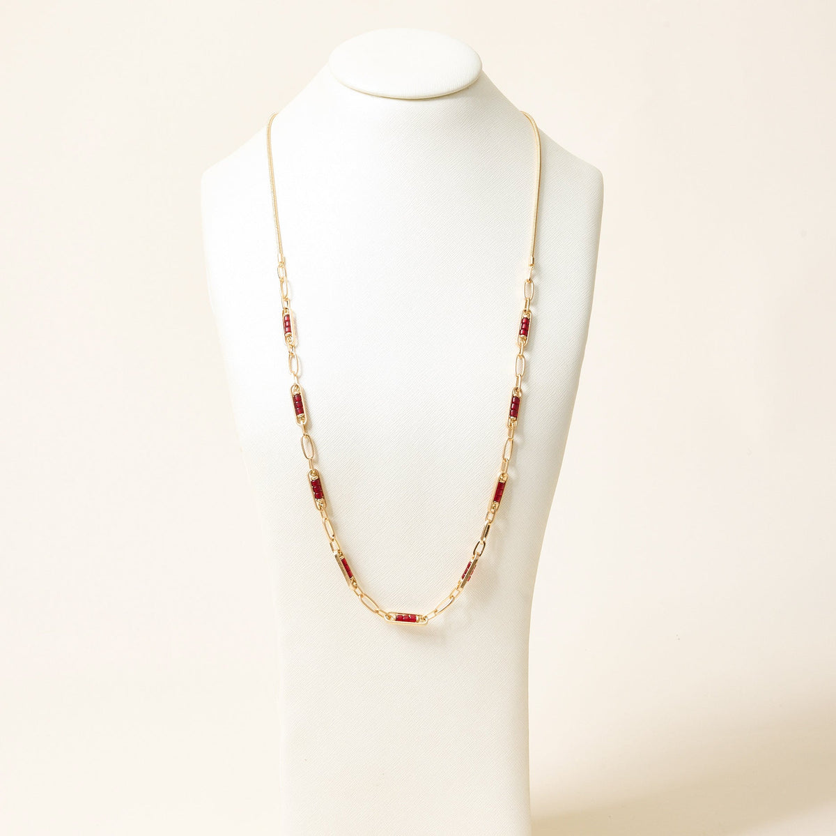 Long Multi Color Beaded Detail Necklace