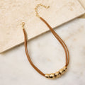 Short Multi Rope Textured Metal Detail Necklace