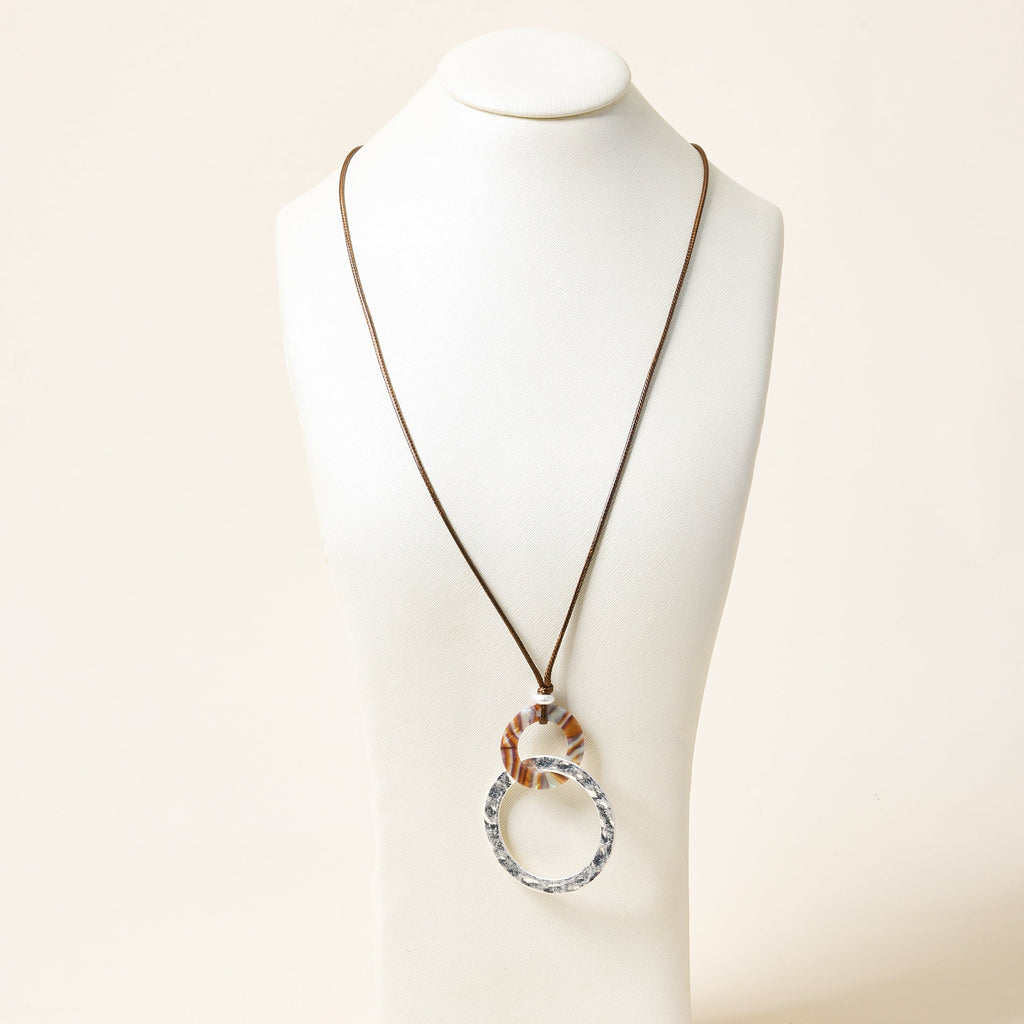 Long Corded Double Circle Pendant