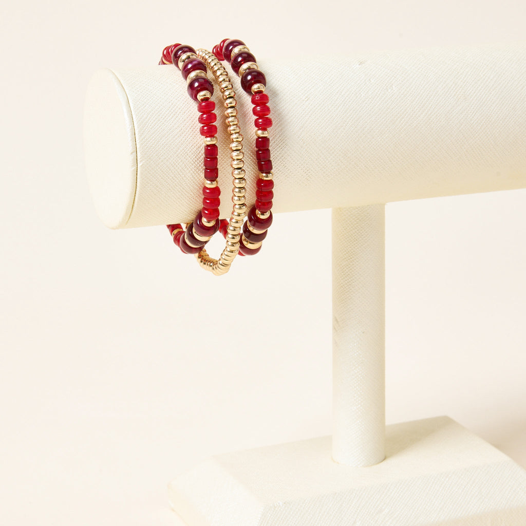 Beaded Red Bracelet Set