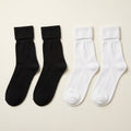 Black Multi 2 Pk Bamboo Ribbed Turn Cuff Crew Socks