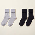 Blue Multi 2 Pk Bamboo Ribbed Turn Cuff Crew Socks