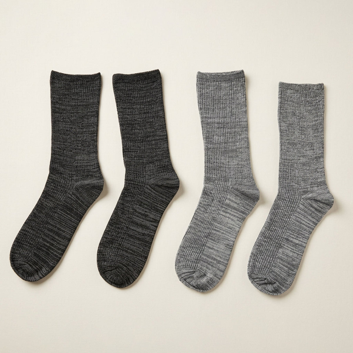 2 Pk Bamboo Ribbed Crew Socks