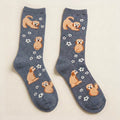Flower and Dog Crew Socks