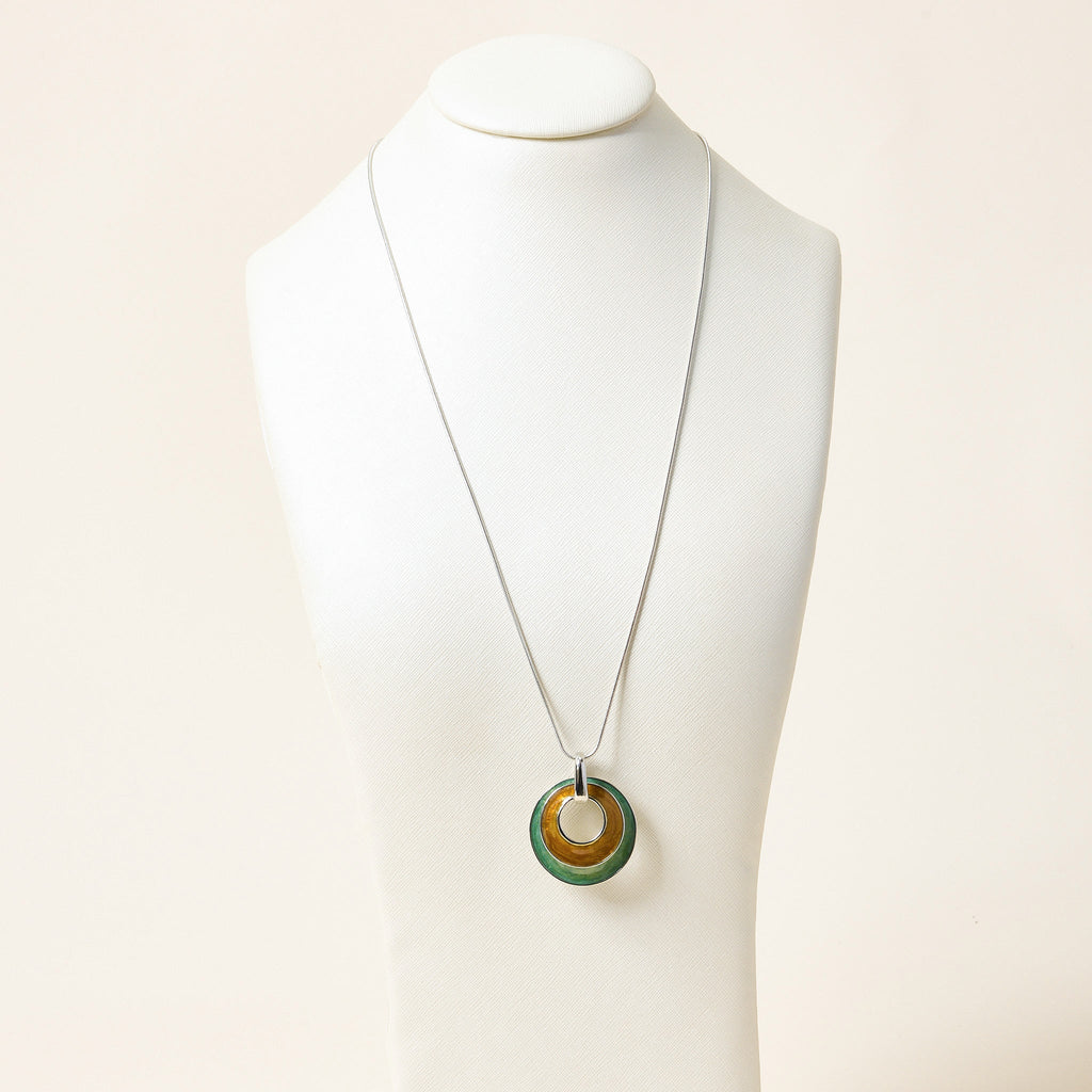 Double Circle Multi Color Pendant Necklace