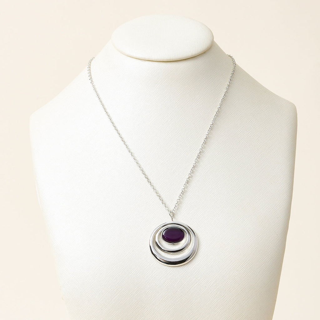 Double Circle Long Pendant Necklace