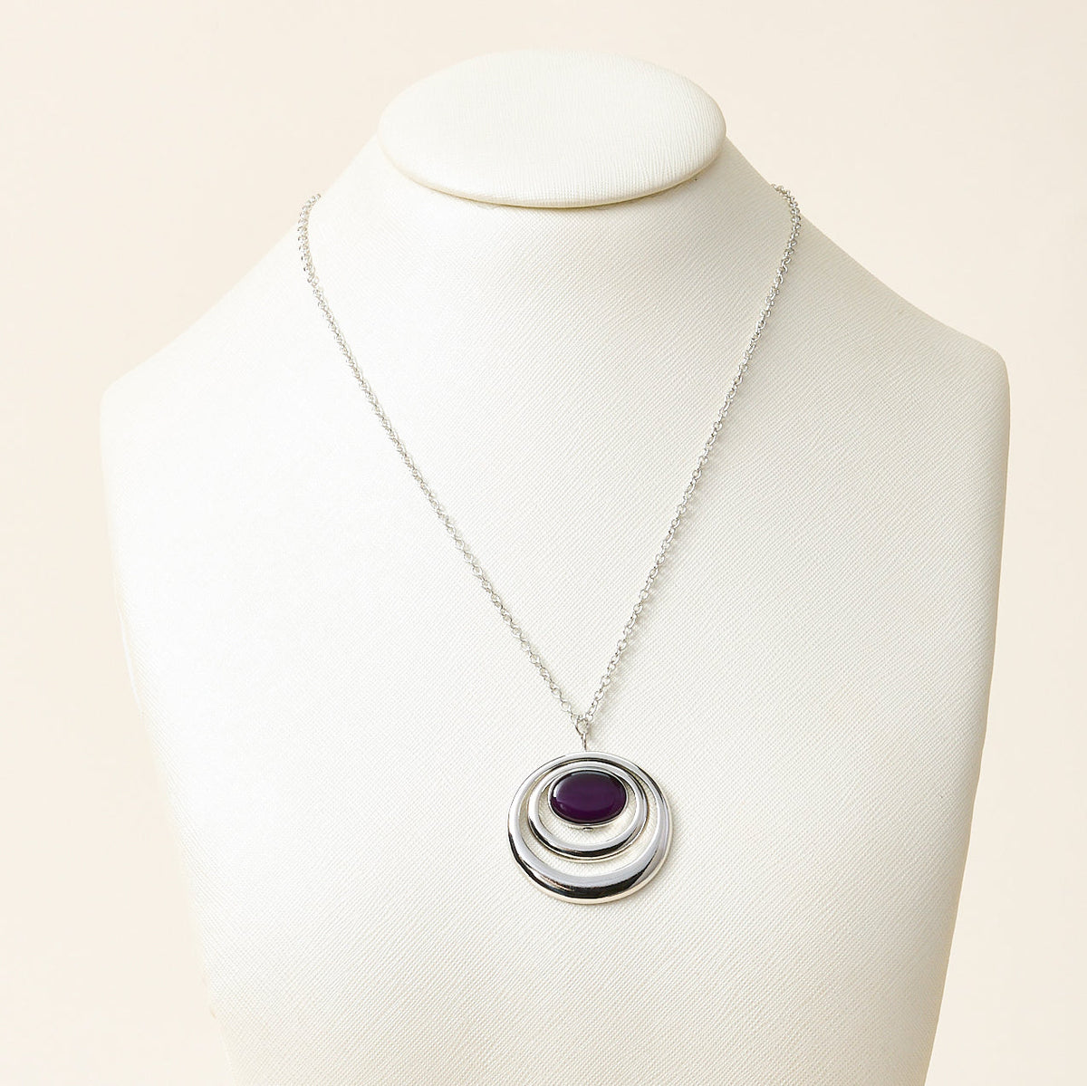 Double Circle Long Pendant Necklace