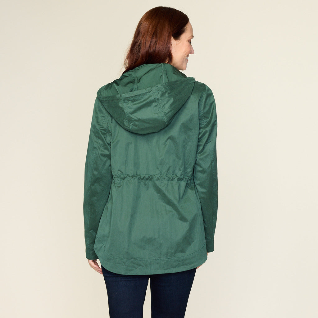 Relaxed Restyled Zip Front Hooded Rain Jacket