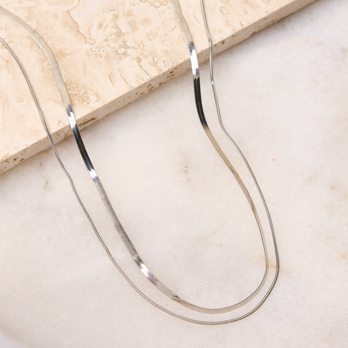 Short Layered Snake Chain Necklace