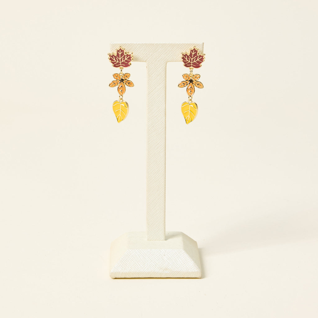 Falling Leaves Drop Post Back Earrings