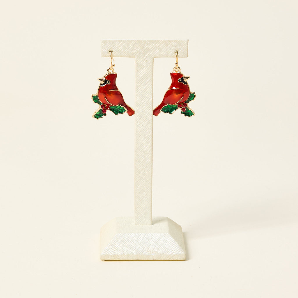 Cardinal Fish Hook Earring