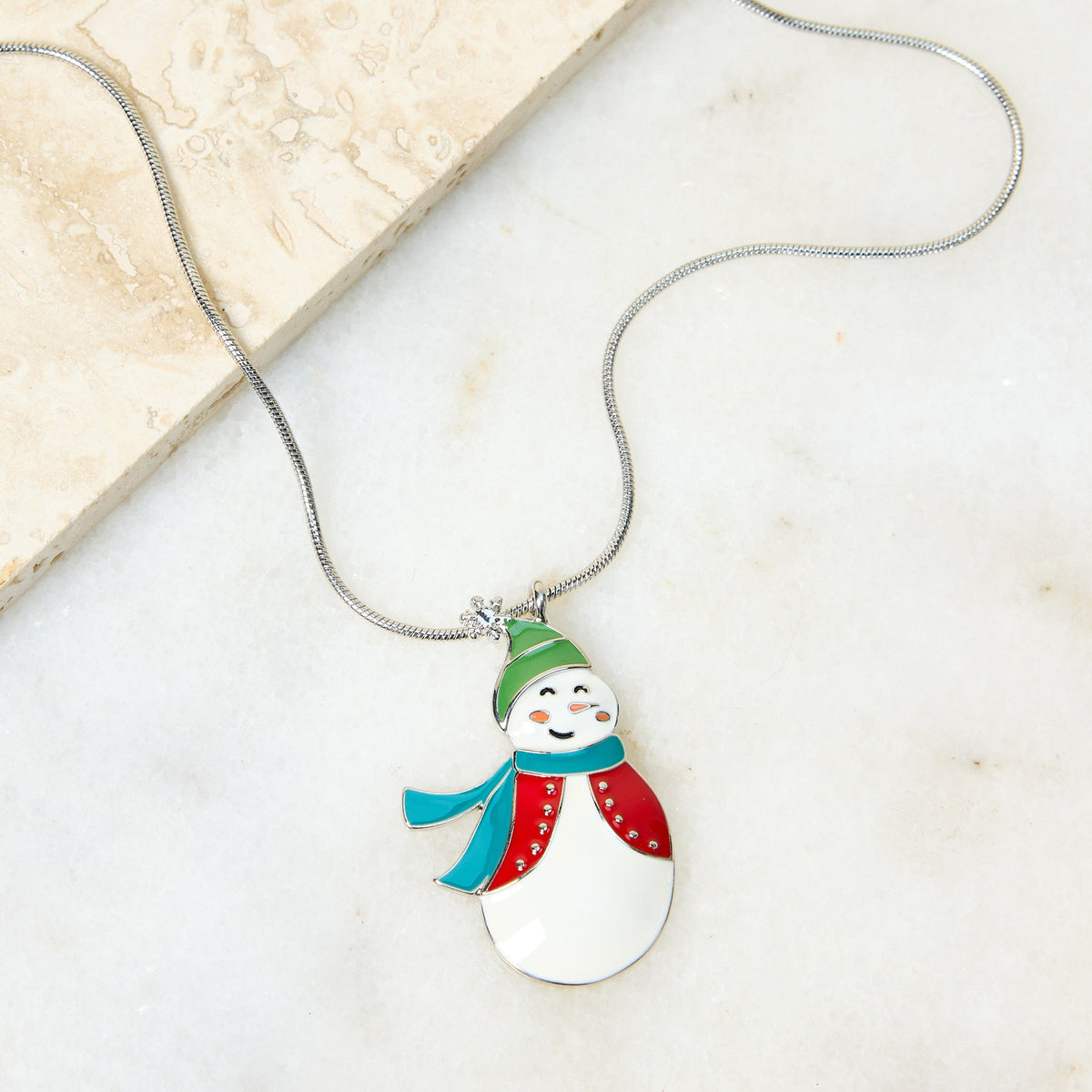 Long Snowman Pendant Necklace