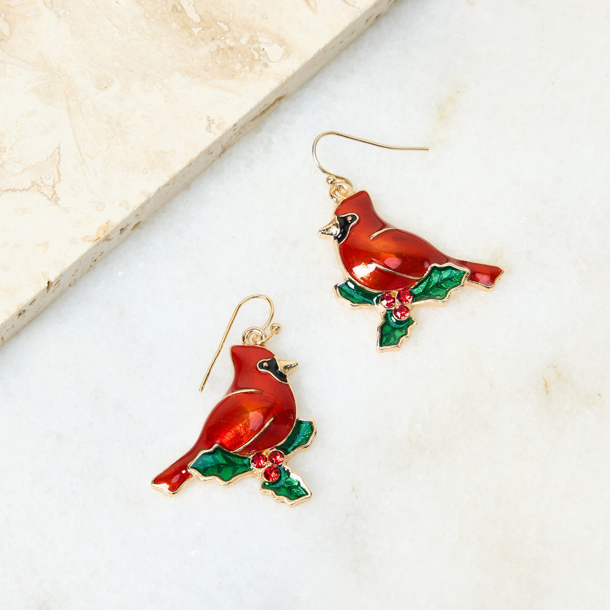 Cardinal Fish Hook Earring