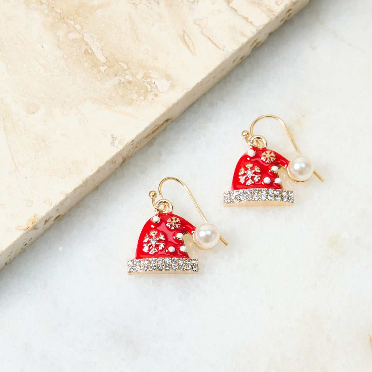 Dainty Santa Hat Fish Hook Earring