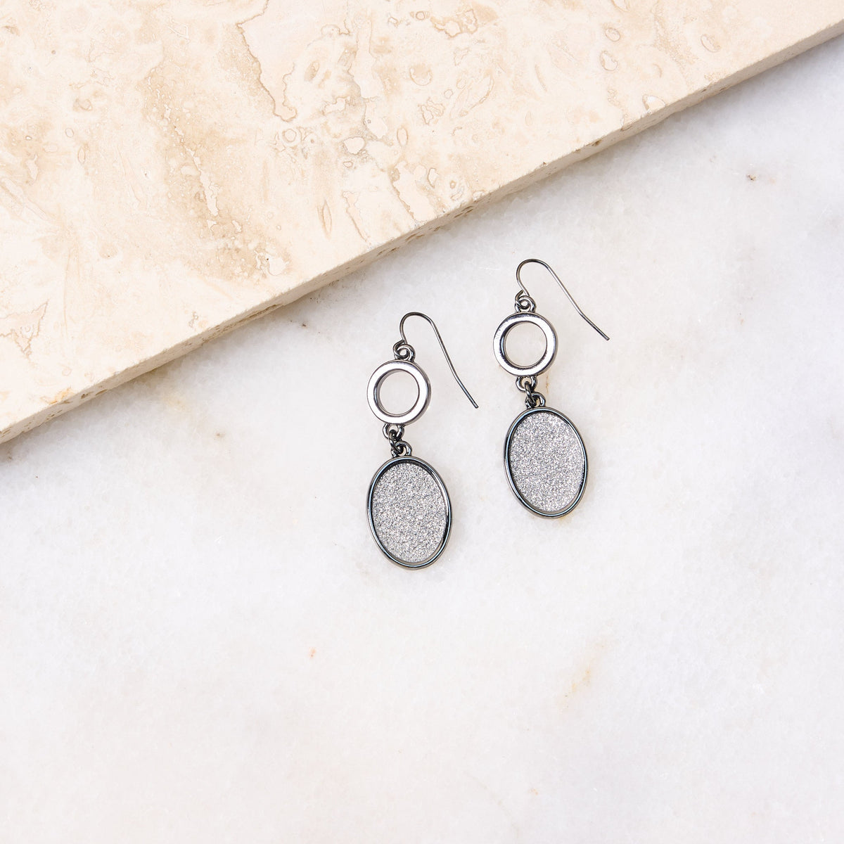 Sparkle Drop Fish Hook Earrings