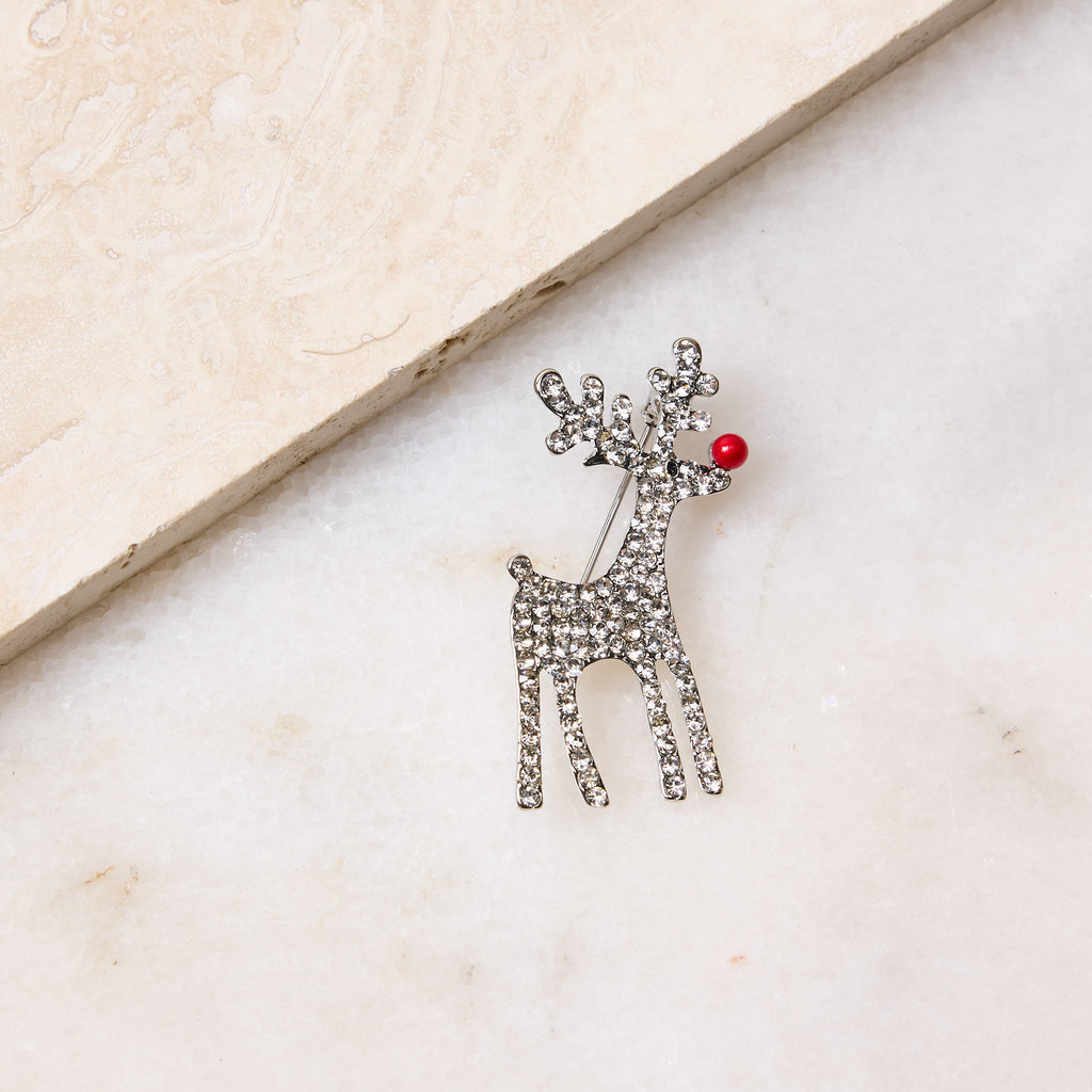 Rhinestone Reindeer Pin