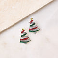 Rhinestone Multi Christmas Tree Earrings