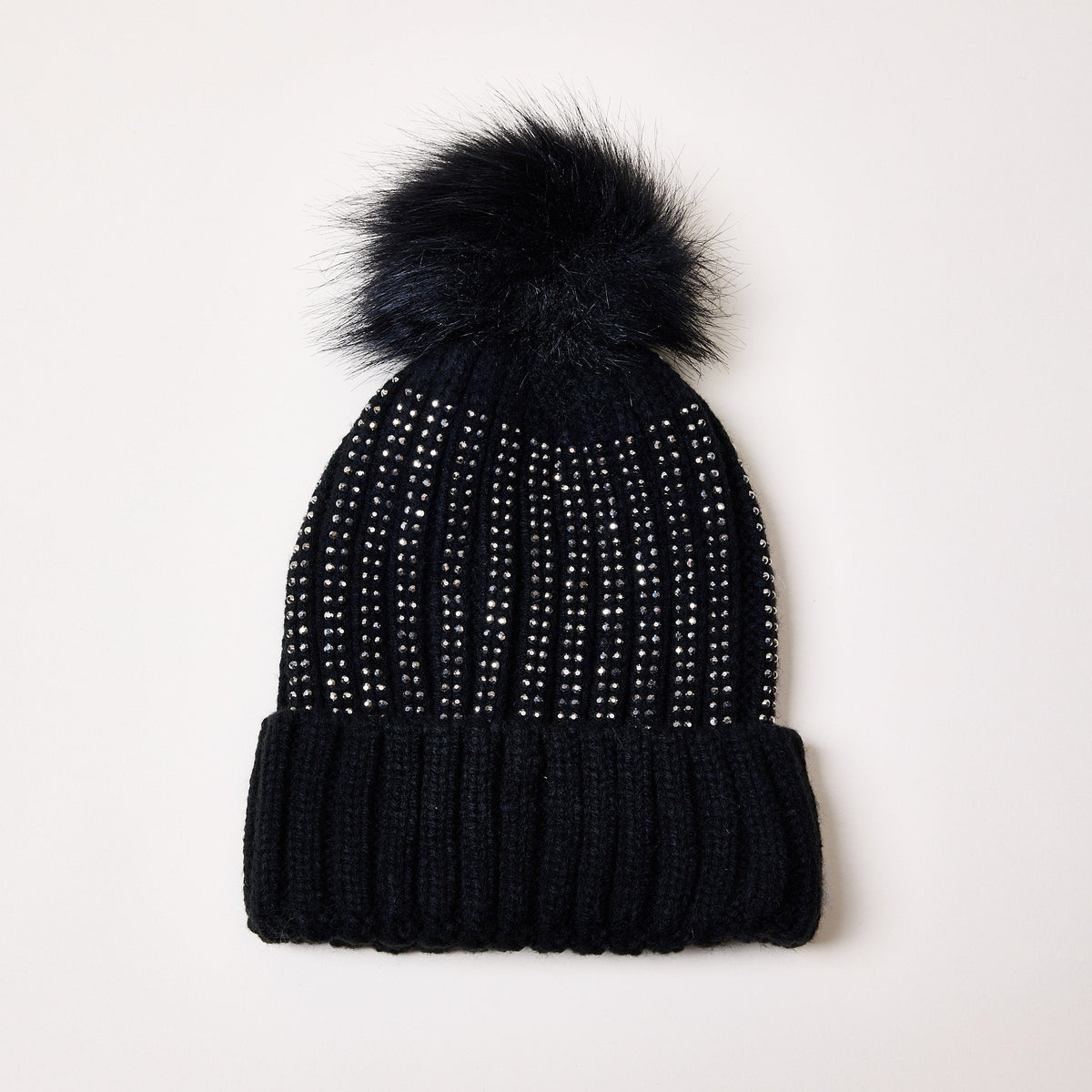 Allover Embellished Pom Stocking Hat
