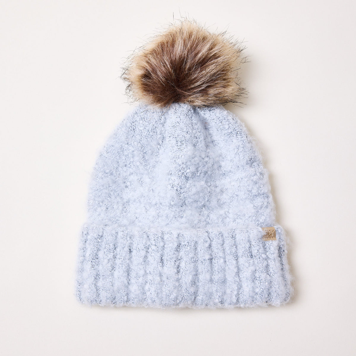 Solid Rib Pom Hat  with Satin Lining