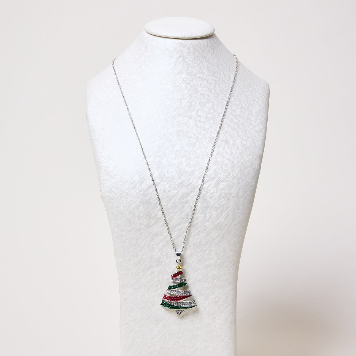 Rhinestone Multi Christmas Tree Necklace