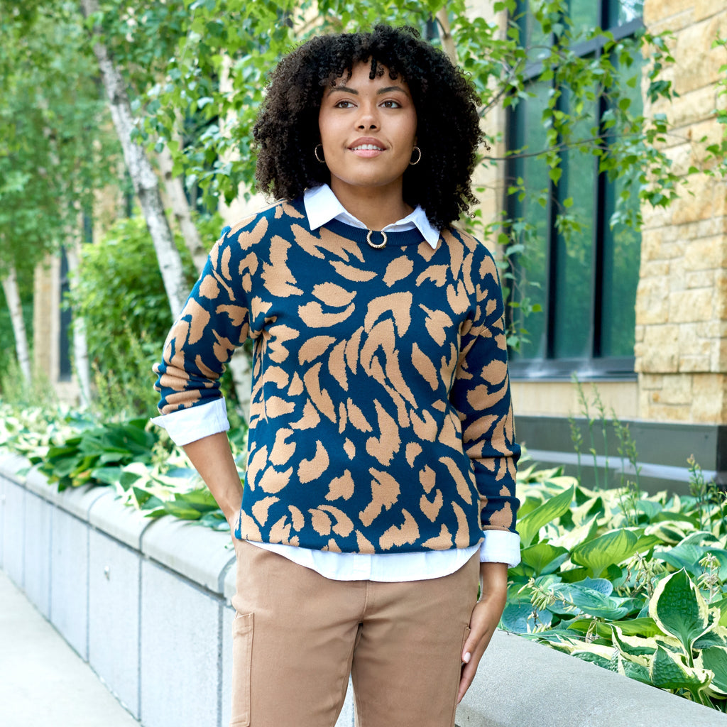 Abstract Knit Jacquard Sweater